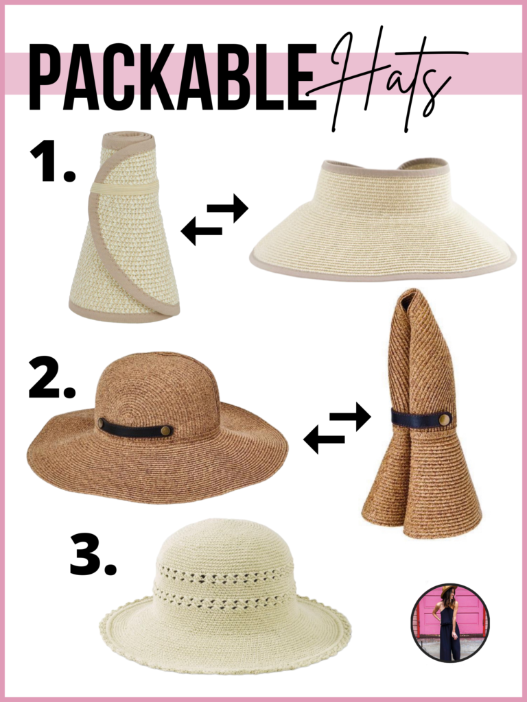 Packable sun hats that roll up or wont be crushed in a suitcase